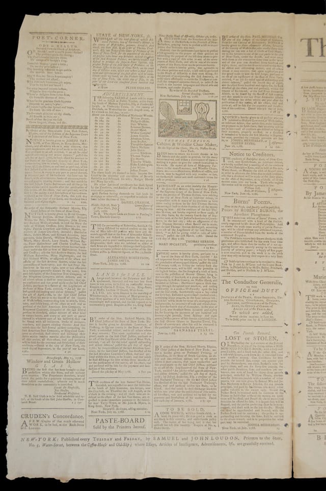 Page two of the New-York Packet of August 15, 1788, printing Federalist No. 85 in full