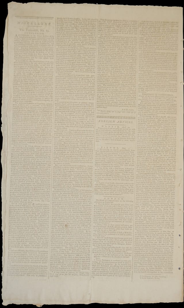 Back page of the New-York Packet of August 15, 1788