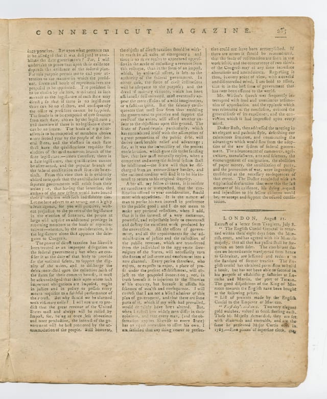 Page five of the New-Haven Gazette of October 25, 1787